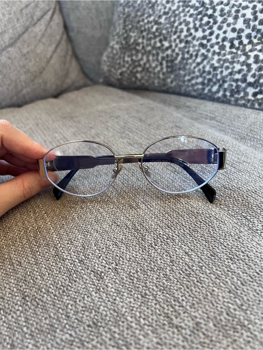Celine Silver Triomphe Metal Oval Eyeglasses - Picture 11 of 12